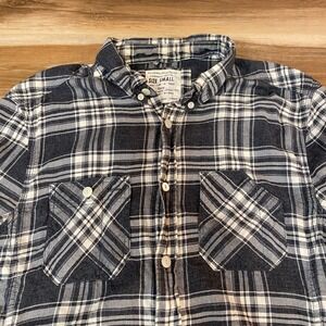 AllSaints Spitalfields Flannel Shirt Men's Small Gray White Plaid